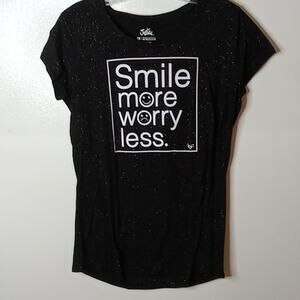 Justice Girl's Black Smile more size 18 short sleeve Sparkle t-shirt.Comfortable